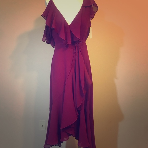 Yumi Kim Burgundy Romance Me Hi-Lo Wrap Dress - Picture 2 of 9
